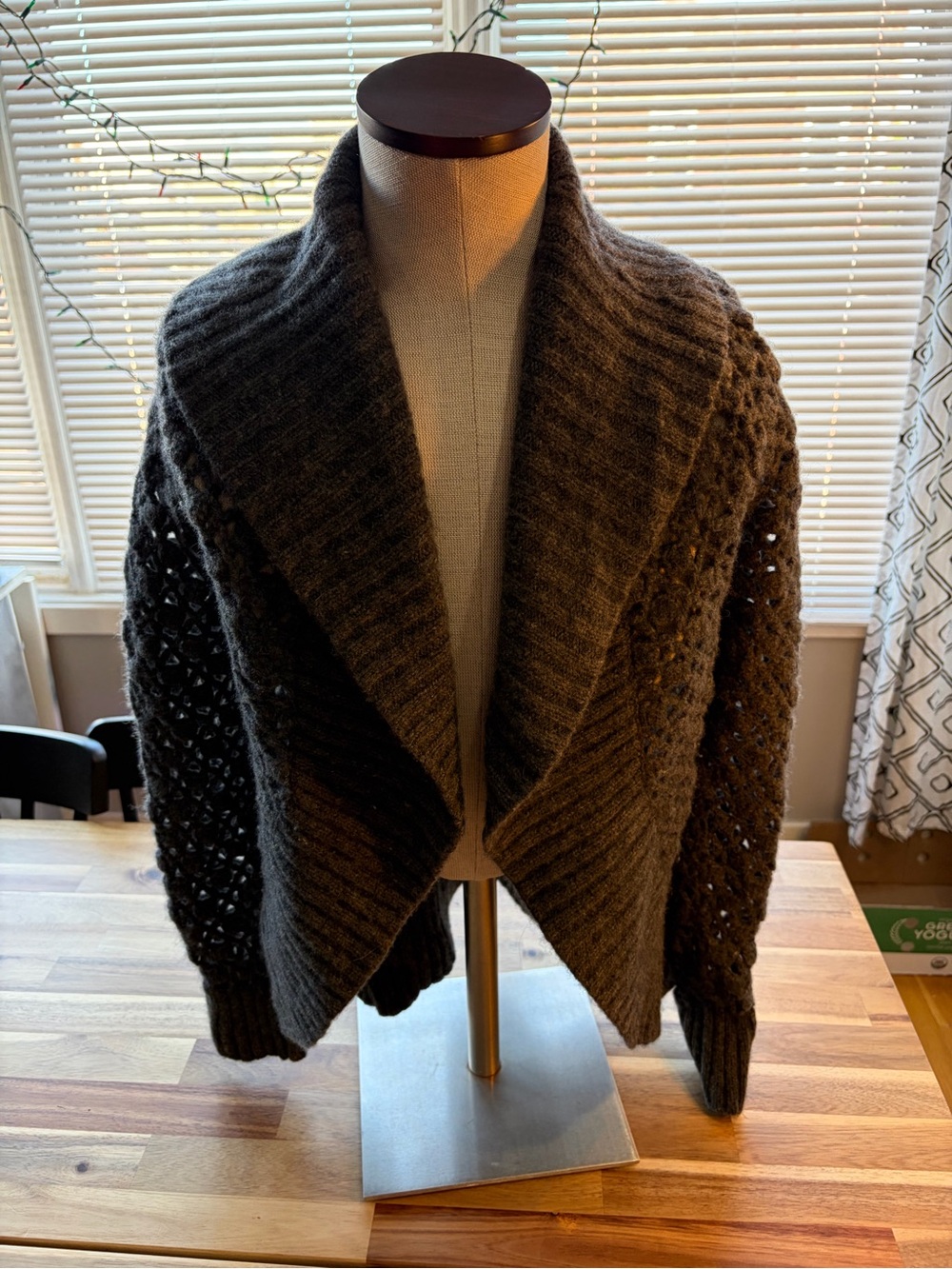 Vince Chunky Gray Cardigan with Wide Ribbing | Size XS